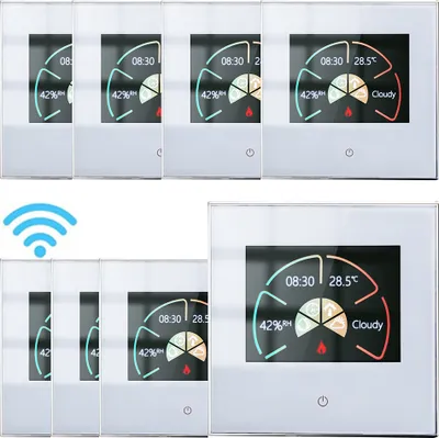 Zdjęcie produktu dla cyfrowy termostat LCD 8X WiFi, tygodniowy programowalny termostat pokojowy do ogrzewania wody 5A, sterowanie dotykowe / aplikacja mobilna / sterowanie głosowe Ogrzewanie podłogowe kompatybilne z Alexa / Google Home, biały