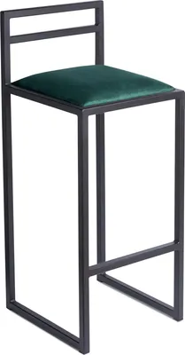 Produktbild von Barhocker 95 cm Schwarz mit Lehne – Gepolsterter Metall Barstuhl im Loft Stil - Grün