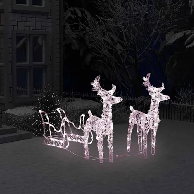 Zdjęcie produktu dla vidaXL Renifer i sanie Dekoracja świąteczna 160 LED 130 cm akrylowa