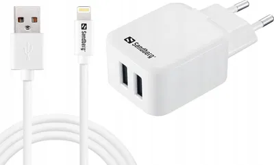 Productafbeelding van Sandberg AC-oplader EU Lightning, 2.4A, intern, AC, 5V, wit