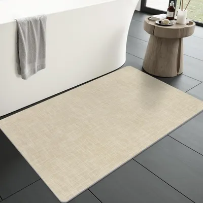 Immagine prodotto di Tappetino da bagno antiscivolo, telo da doccia ad asciugatura rapida e assorbente, color beige, 60 x 90 cm