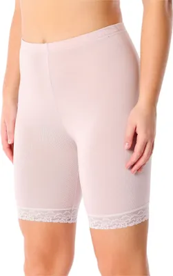 Image de Leggings courts pour femme Merry Style avec dentelle, pantalon de loisirs taille haute, pantalon de cycliste en viscose MS10-431 (rose poudré, taille S)