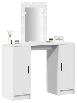 Zdjęcie produktu dla vidaXL Toaletka ze schowkiem Biała 102 x 33 x 135 cm Materiał drewnopochodny