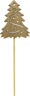Produktbild von Holz Blumenstecker Tannenbaum-Stecker 36cm Dekostecker Weihnachtsbaum natur 1 Set - 12 Stück