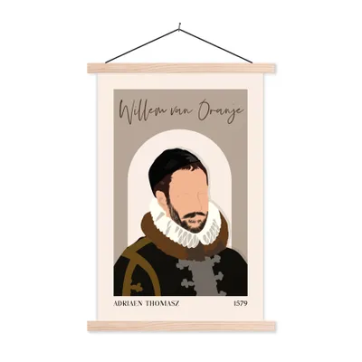 Produktbild von MuchoWow® Textilposter Pastell - Wilhelm von Oranien - Braun - Alte Meister 40x60 cm mit holzfarbenen Rahmen - Poster