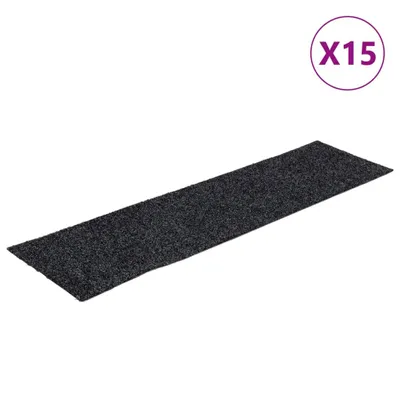 Obrázok produktu pre vidaXL Samolepiace schodové rohože, 15 ks, 76 x 20 cm, tmavošedé, obdĺžnikové