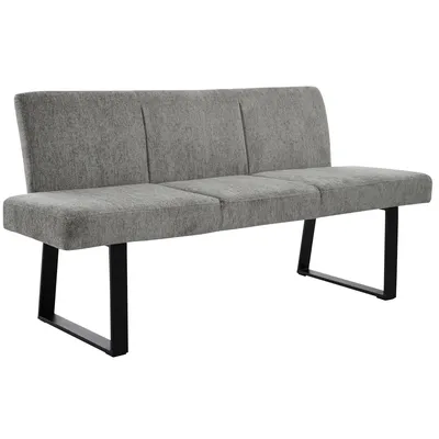 Produktbild von BEAUTYSOFA | Küchenbank VELTO Grau Bouclé-Stoff, Polsterbank mit Rückenlehne, Esszimmerbank mit Metallkufen, moderne Sitzbank für Küche & Esszimmer