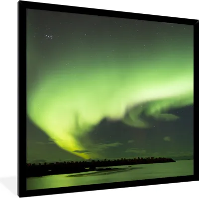 Produktbild von MuchoWow® Gerahmtes Poster Nordlichter - Grün - Norwegen 40x40 cm - Poster mit Schwarzem Bilderrahmen Wandposter Rahmen Foto Bilder - Mit Rahmen - Wanddekoration Schlafzimmer