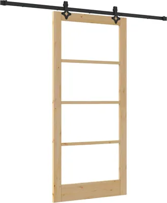 Zdjęcie produktu dla vidaXL Drzwi przesuwne w kolorze naturalnym 93 x 202 cm z litego drewna sosnowego i szkła