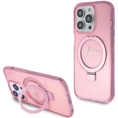Immagine prodotto di Guess Guhmp15Lhrsgsp Iphone 15 Pro 6.1 Różowy/Pink Custodia rigida ad anello Stand Script Glitter Magsafe