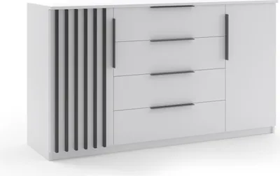 Produktbild von FurMeb24 Kommode ATENA III 89 x 160 cm - Weiss und Schwarz