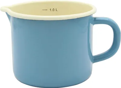 Produktbild von KRÜGER 105693 Milchtopf mit Ausguss 1000 ml mit Literskala, Blau, Stahlemaille