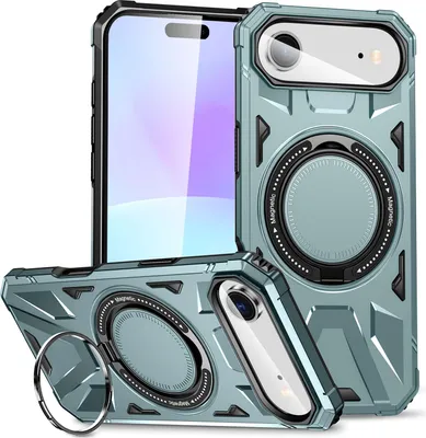 Produktbild von Hülle für iPhone Air Kompatibel mit MagSafe, Dual Layer Robuste Schutzhülle, Magnetischer Ringständer Grün