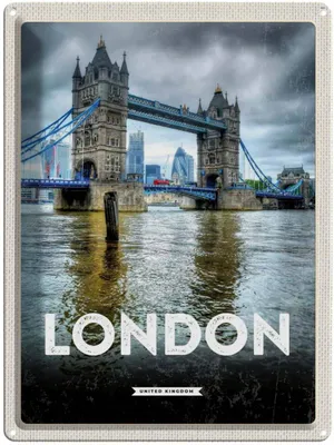 Produktbild von vianmo Blechschild 40x30 cm London EnglandBrücke Bildmotiv Reisemotiv Abenteuer Reisen England Urlaub
