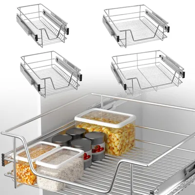 Obrázek produktu pro Teleskopické zásuvky do kuchyňských skříněk s plným výsuvem, vhodné pro kuchyň i koupelnu