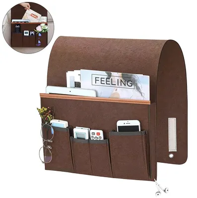 Produktbild von Armlehnen Organizer Filz, Sofa Tasche mit 5 Fächern, rutschfest & stabil, für Bett, Sofa & Sessel, Aufbewahrung für Bücher, Tablet & Fernbedienung