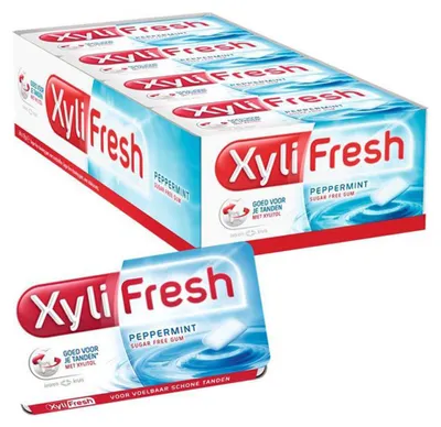 Immagine prodotto di Gomma da masticare alla menta piperita Xylifresh, 24x18g, senza zucchero, 432g, rinfrescante