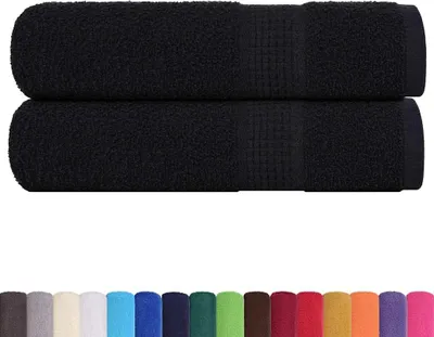 Image de vidaXL Serviettes de douche FROGN, lot de 2, noir, 70 x 140 cm, 360 g/m²