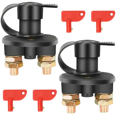 Produktbild von 2 Stück Batterieschalter 12V / 24V, Bolatus Auto Batterie Trennschalter Hauptstromschalter 2 Polig Ein-/Aus-Schalter Kill Switch 6V für Fahrzeug Boot Auto Kfz