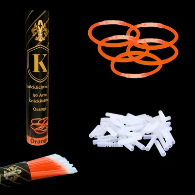 Produktbild von 50 Arm Knicklichter Orange, Leuchtstäbe Neon Party Deko, Glow Sticks