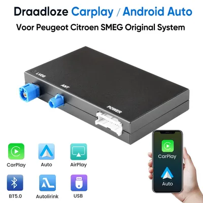 Productafbeelding van Draadloze CarPlay en Android Auto upgradekit voor Peugeot, Citroën en DS modellen met MRN MEG systeem