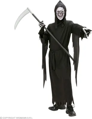 Produktbild von Kostium dziecięcy Ponury Żniwiarz - szata, pas, maska z kapturem rozmiar 116-164cm S - 128 cm