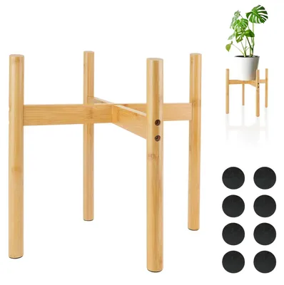 Immagine prodotto di Supporto per piante in legno regolabile - Moderno portavaso per interni ed esterni