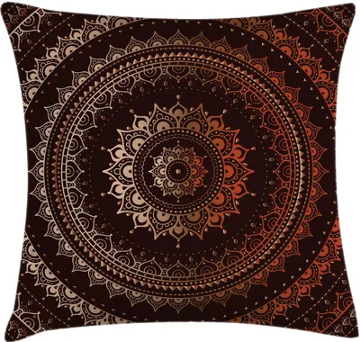 Produktbild von ABAKUHAUS Mandala Kissenbezug, Orientalisch Buddhismus und Hinduistischer Spiritualistisch Figurativer Muster, 60 x 60 cm, Kastanienbraun