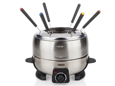 Produktbild von Princess 172700 Fondue Edelstahl Deluxe, 6 Person(en), 2 l, Schwarz, Edelstahl, Rund, Edelstahl, Edelstahl