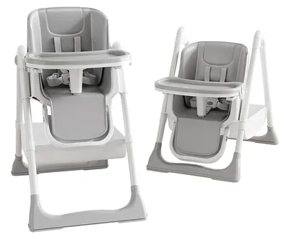 Image de Chaise haute réglable avec plateau repas et roulettes