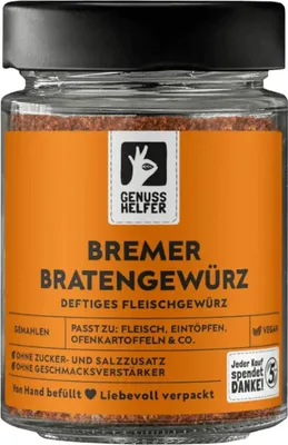 Produktbild von Bratengewürz, gemahlen, für einen aromatischen leckeren Braten, perfekt für Schweinebraten, Spießbraten und Brathähnchen, 75g im Glas