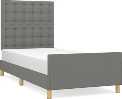 Imagen del producto de Estructura de cama sin colchón, color gris oscuro, 100x200 cm, tapizada en tela
