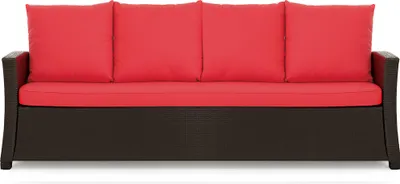 Produktbild von Gartenkissen Set Rot – 180x60 + 4x50x56 cm Gartenkissen für ein 2-3-Sitzer-Sofa  Weiche Auflagen für Rattan/Polyrattan – Abnehmbare Bezüge