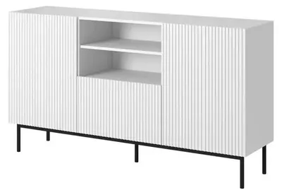 Immagine prodotto di Paravento PAFOS su telaio in acciaio nero 150x40x90 cm bianco opaco