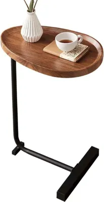 Immagine prodotto di Tavolino da salotto in legno - comodino alto 70 cm - rotondo ovale - tavolo da salotto mobile - tavolo da tè per computer portatili