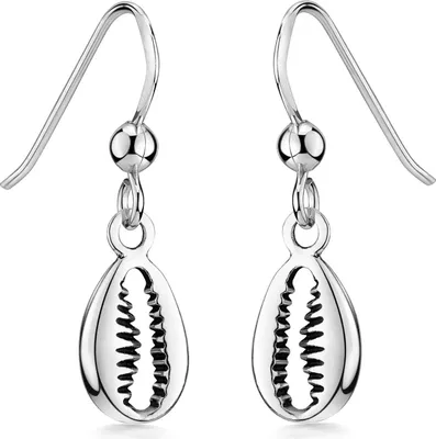 Produktbild von MATERIA Kauri Muschel Ohrhänger 925 Sterling Silber - Damen Ohrringe hängend Maritimer Schmuck mit Geschenk-Box SO-417