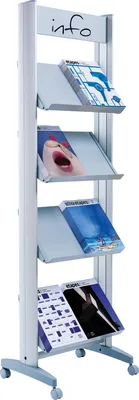 Produktbild von Paperflow Prospektständer 50 x 167,8 x 38,5 cm (B x H x T) Aluminium alu 8 Fächer (8.A4TM.35)