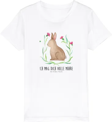 Produktbild von Mr. & Mrs. Panda Organic Kinder T-Shirt Hase Sitzen 12-14 Jahre (152/164) - Weiß - Geschenk, Frohe Ostern, Shirts für, Öko, Teenager, Liebe, Kindershirt, Ostergrüße