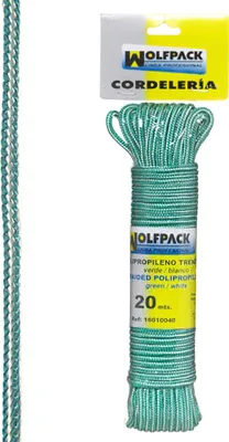 Zdjęcie produktu dla Biała/zielona pleciona lina polipropylenowa (splotka 20 m)