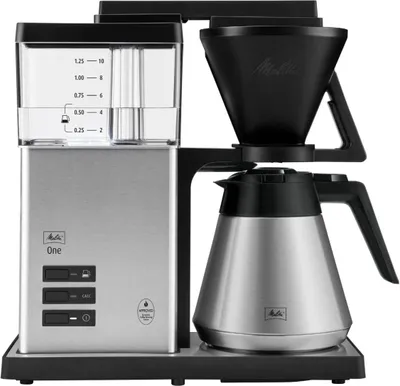 Produktbild von Melitta ONE, Filterkaffeemaschine, 1,25 l, Gemahlener Kaffee, 1465 W, Schwarz, Edelstahl, Transparent