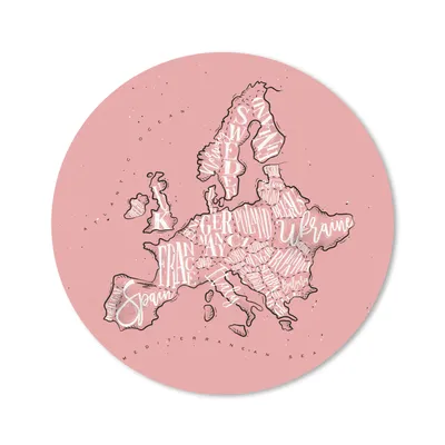 Produktbild von MuchoWow® Mauspad Mousepad Karte - Europa - Rosa - Briefe 50x50 cm - Mousepads - Maus Mat - Pad - Mausunterlage - Vinyl
