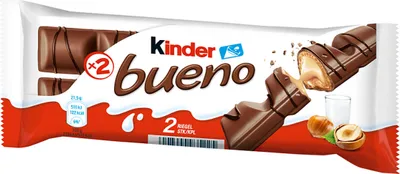 Obrázok produktu pre Ferrero Kinder Bueno, Chocolate snacks, 43 g, 2384 kJ, 572 kcal, 41,2 g, 8,6 g