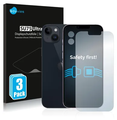 A product shot of a phone screen protector packaging and a phone with a screen protector applied.