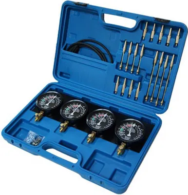 Immagine prodotto di Tester pressione carburante per auto moto, sincronizzatore carburatore per vuoto set di strumenti con adattatore e 4 manometro