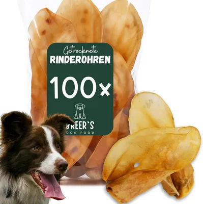 Produktbild von Rinderohren getrocknet für Hunde 100 Stück Hundesnack Kausnack Hundeleckerlie getreidefrei natürlich ohne Zusätze