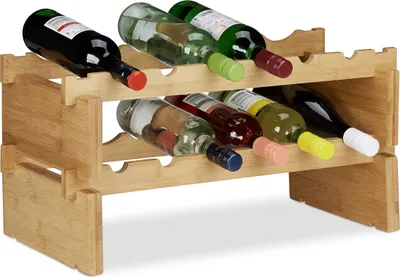 Produktbild von relaxdays Stapelbares Weinregal aus Bambus