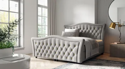 Obrázek produktu pro Manželská postel 180x200 IVELINA - popelavá + topper