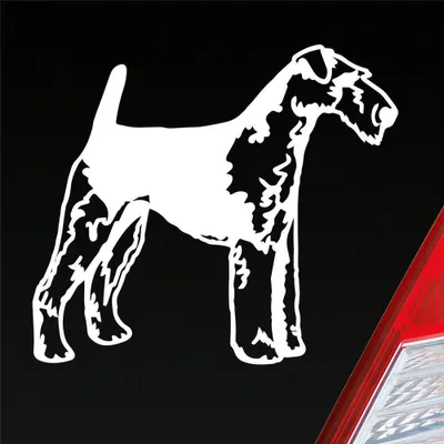 Produktbild von Auto Aufkleber Airedale Terrier Dog Tier Hund 12x10 cm Weiss Glanz Sticker Heckscheibenaufkleber