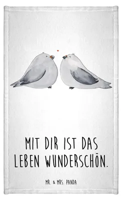 Produktbild von Mr. & Mrs. Panda Handtuch Turteltauben Liebe - Weiß - Geschenk, Mini-Handtuch, Klein, Frotteetuch, Freundin, Kleines, Hochzeitstag, Tauben, Hochzeit, Pärchen