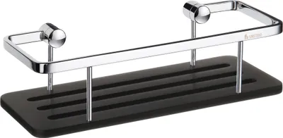 Produktbild von Smedbo SIDELINE Seifenkorb mit schwarzer Solid Surface Platte Verchromt